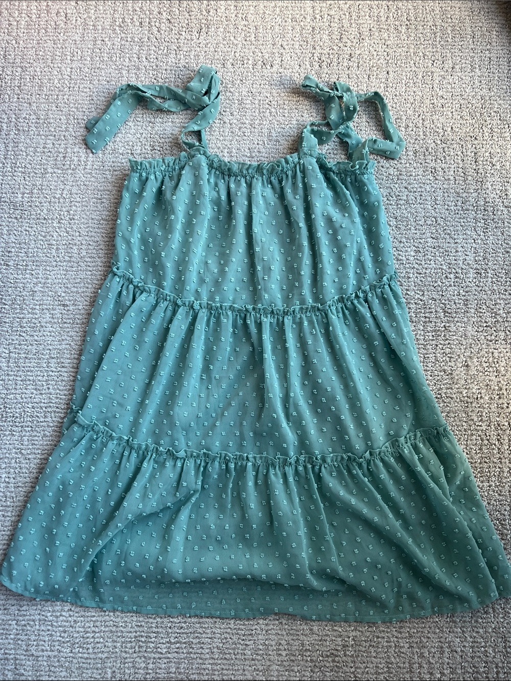 Francesca's Collections Teal Swiss Dot Tiered Sundress